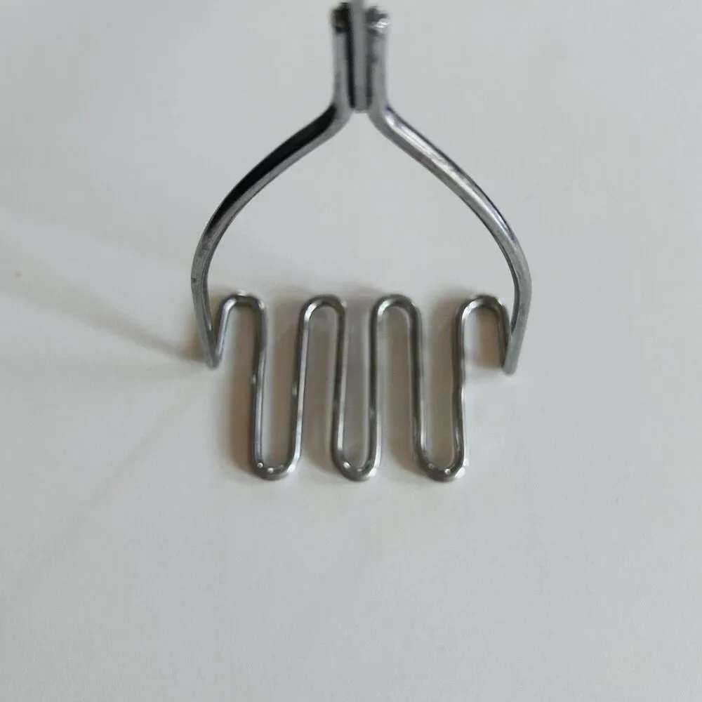 Vintage EKCO‎ Chromium Potato Masher Dutch Blue Tulip Design Handle USA